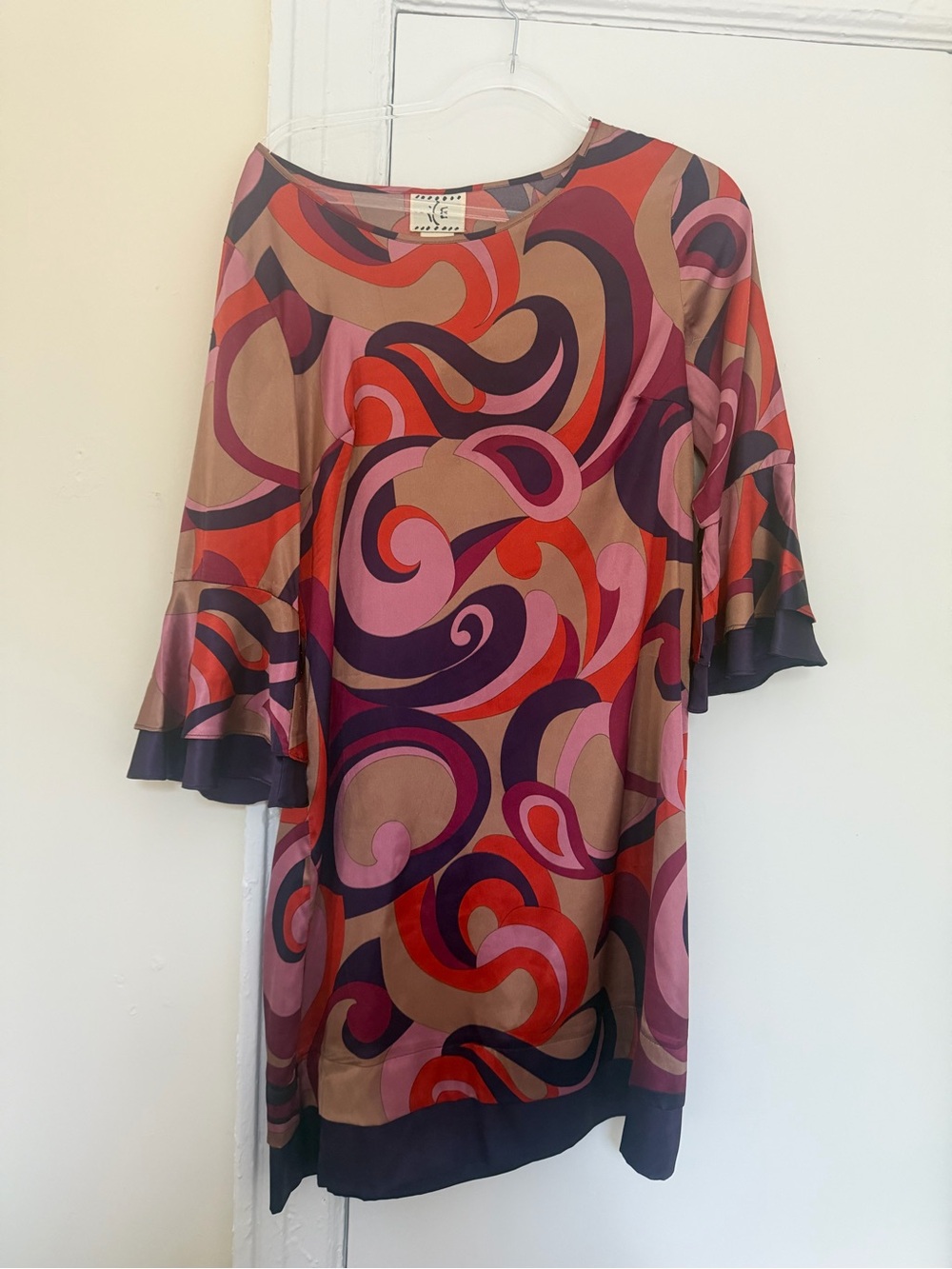 Vintage Multicolor Swirl Shift Dress